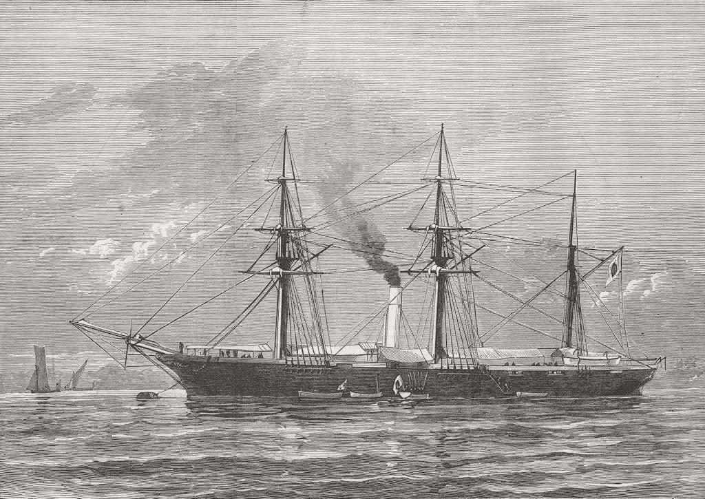BOATS. The Japanese gun-boat Seiki 1878 old antique vintage print picture